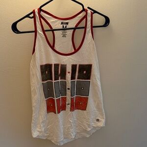 OHIO STATE OH-IO Buckeyes American Eagle White and Red Graphic Tank Top